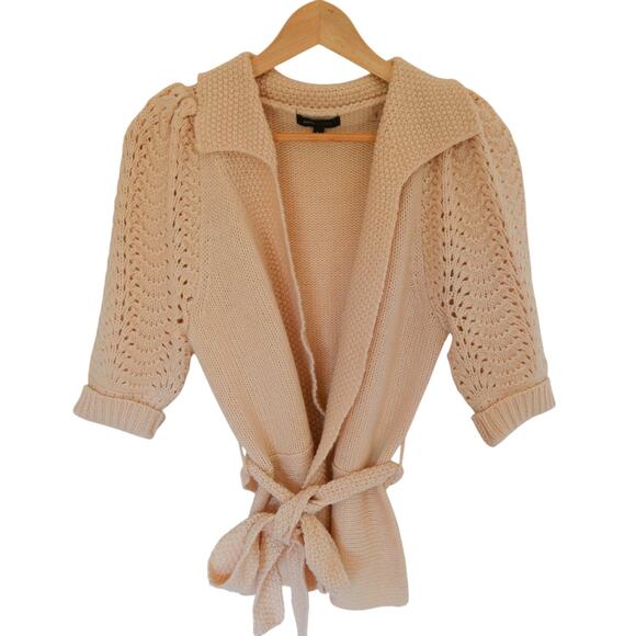 BCBG Puff Sleeve Wrap Wool Sweater - Picture 3 of 7